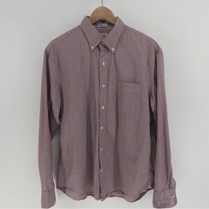 J. Crew Button Down Shirt Mens Red SlimFit Untucked Secret Wash Micro Pin Check